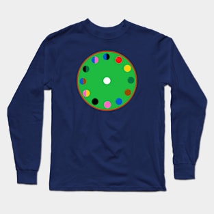 Snooker Time Clock Colourful Balls InBlue Long Sleeve T-Shirt